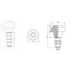 Polyamidový vodiace koliesko D-36mm, H-39mm, M12 pre horné vedenie posuvných brán Polyamidový vodiace koliesko D-36mm, H-39mm, M12 pre horné vedenie posuvných brán